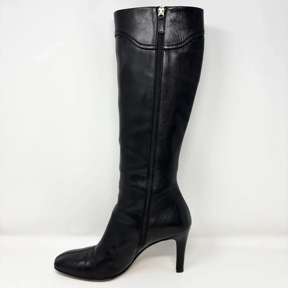 Gucci by Tom Ford GG Logo Black Leather Knee High Boots Size 8.5 Vintage - Picture 10 of 16